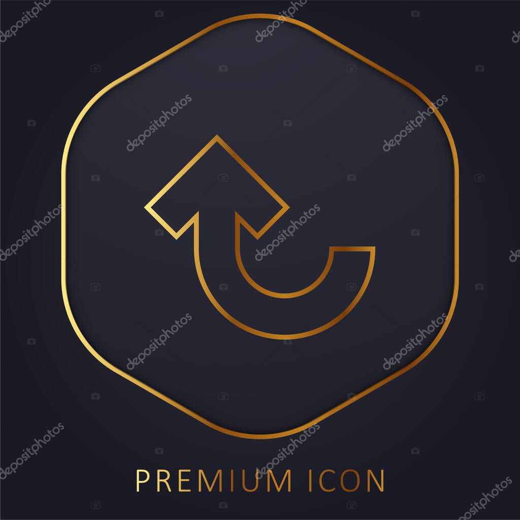 Arrow Up Curve golden line premium logo or icon