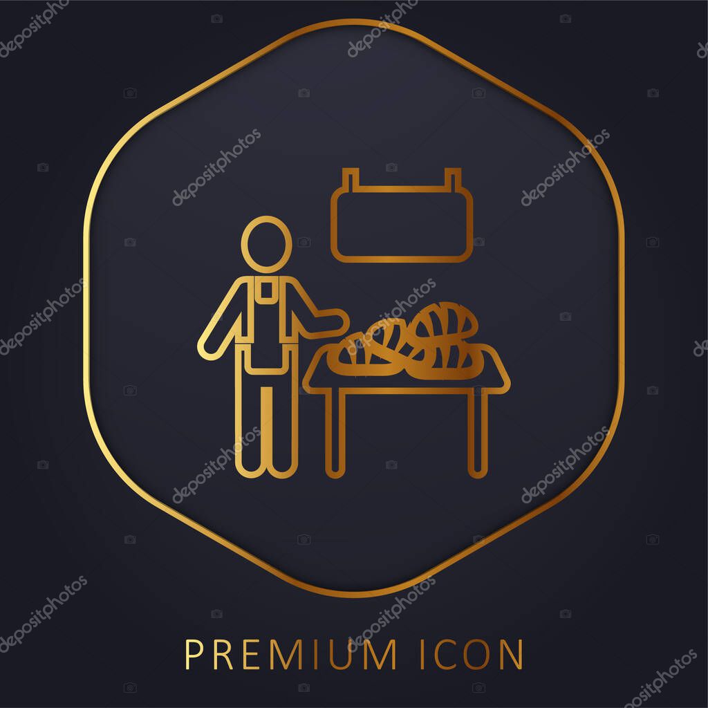 Bakery Vendor golden line premium logo or icon