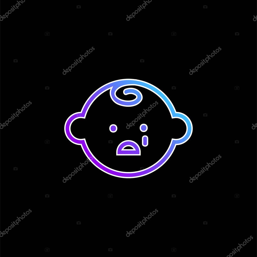 Baby Face Crying blue gradient vector icon