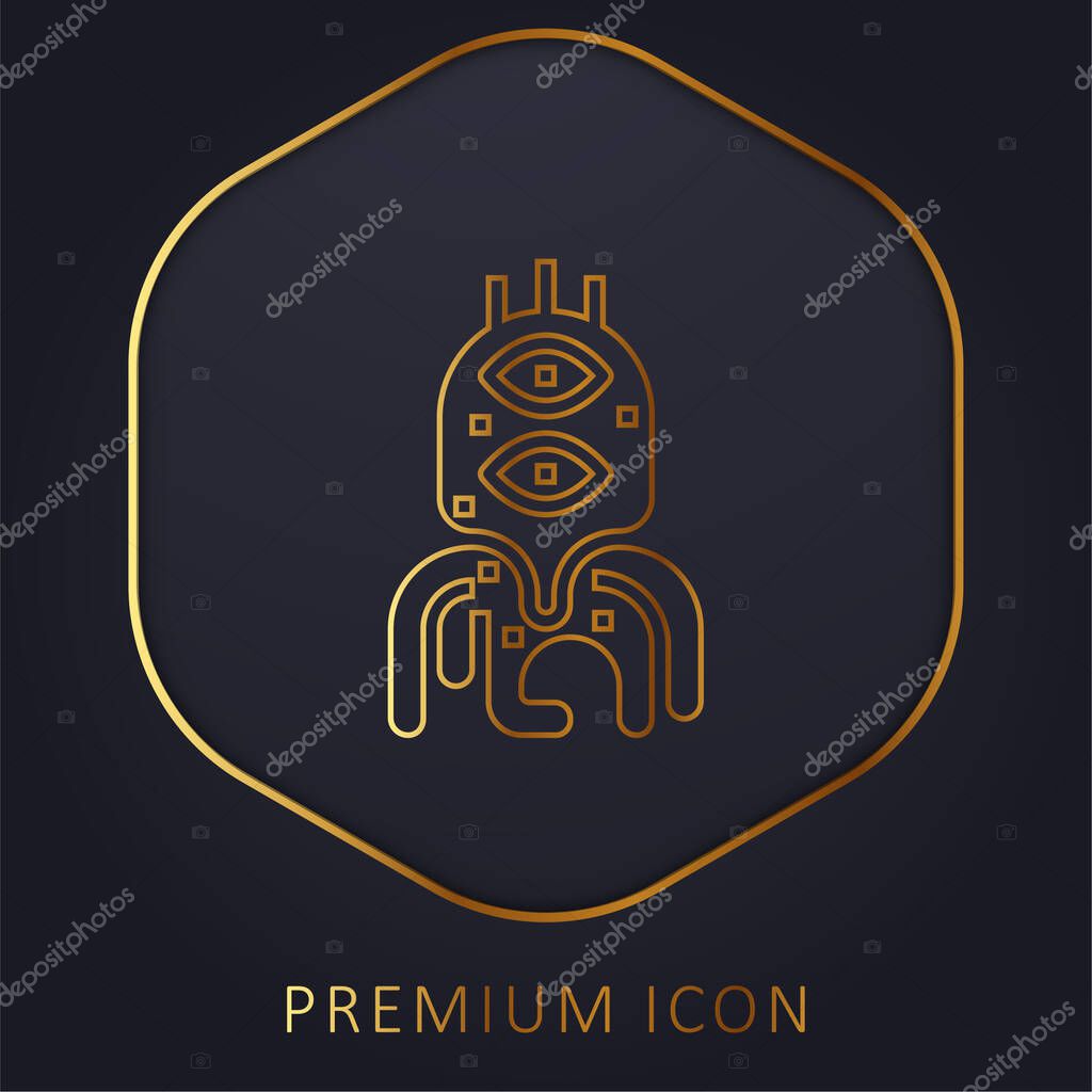 Alien golden line premium logo or icon