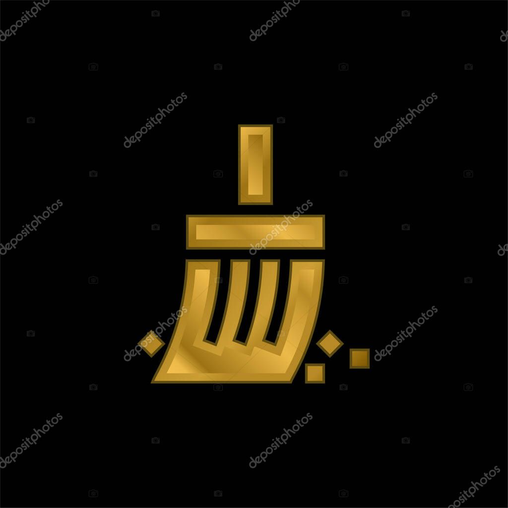 Archeology gold plated metalic icon or logo vector