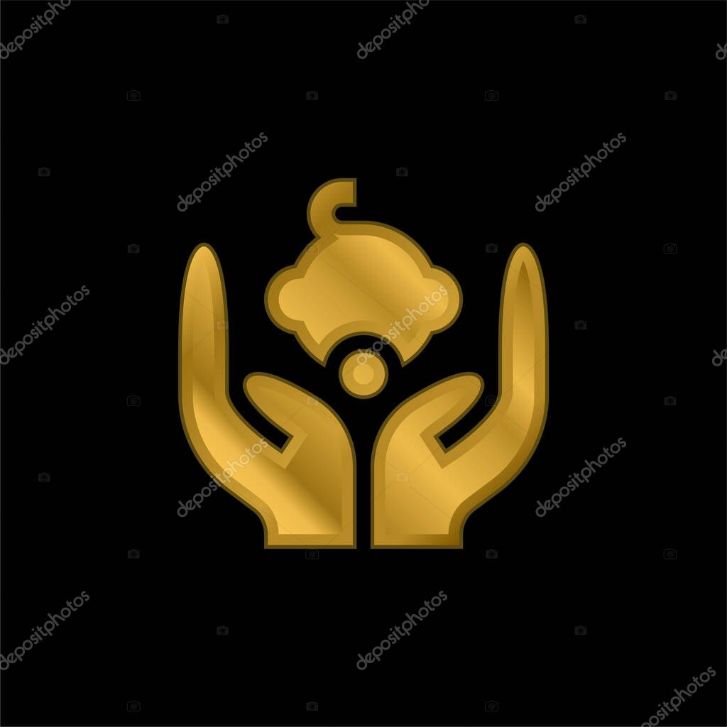 Baby gold plated metalic icon or logo vector