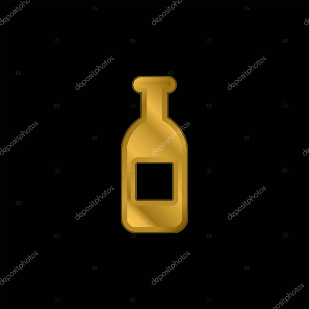 Bottle Of Water gold plated metalic icon or logo vector