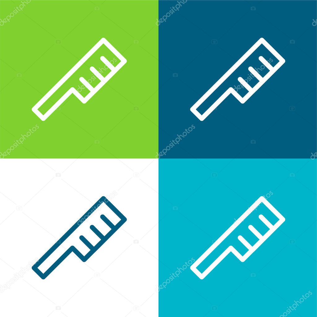 Angular Comb Flat four color minimal icon set