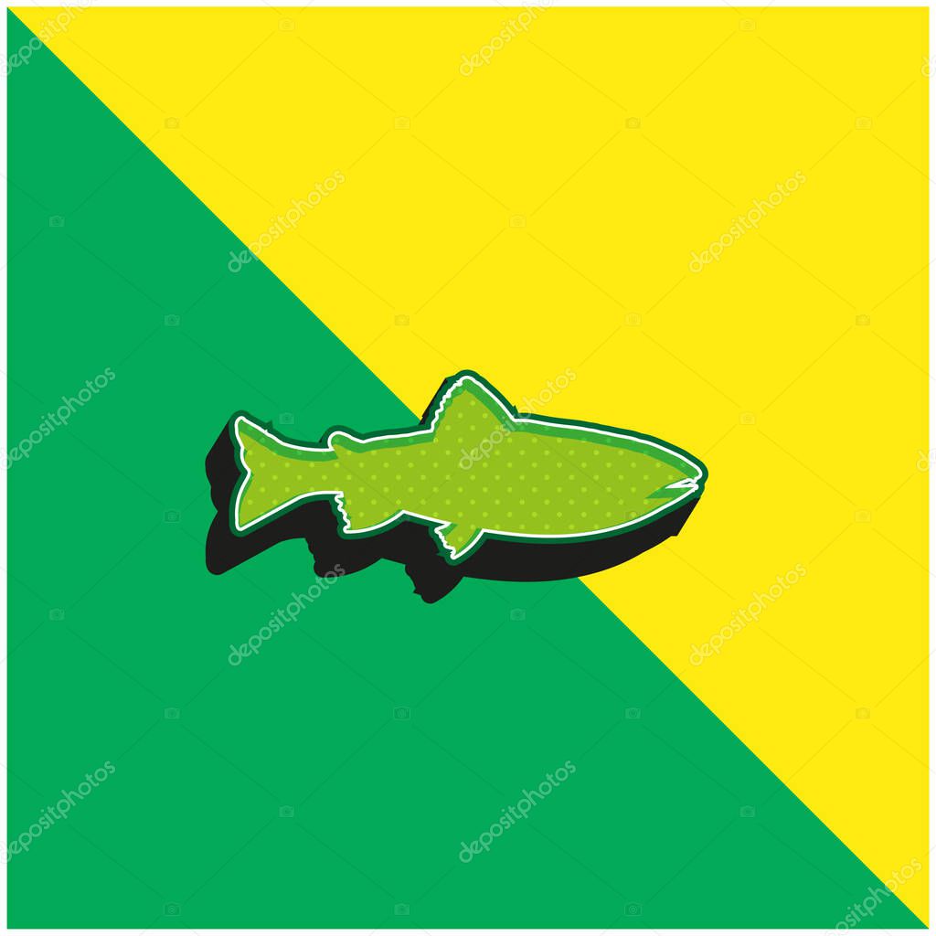 Amago Fish Shape Green and yellow modern 3d vector icon logo