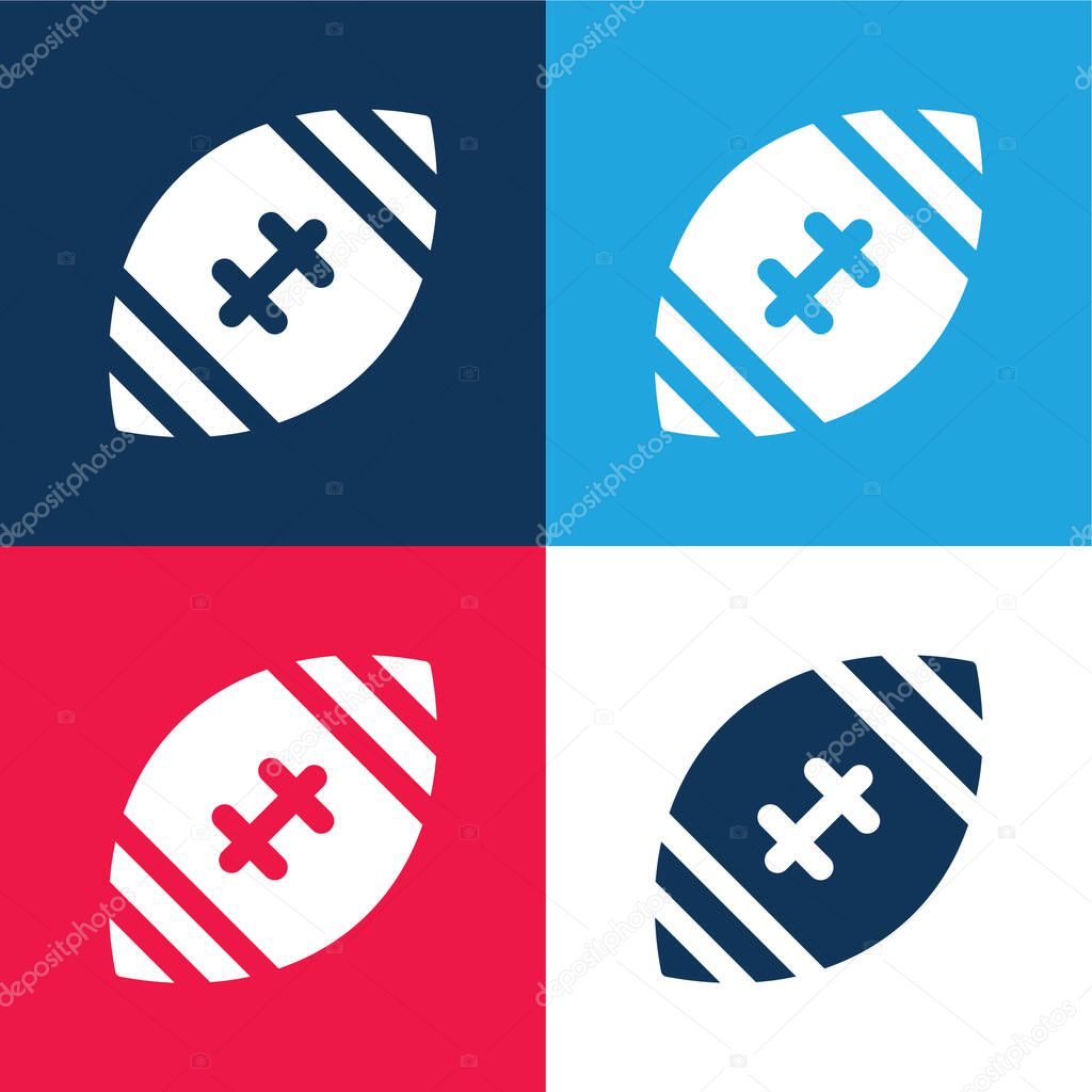 American Football blue and red four color minimal icon set