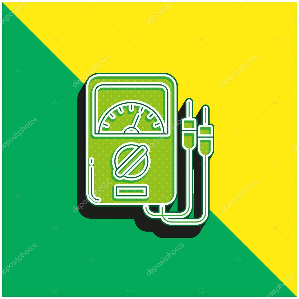 Ammeter Green and yellow modern 3d vector icon logo