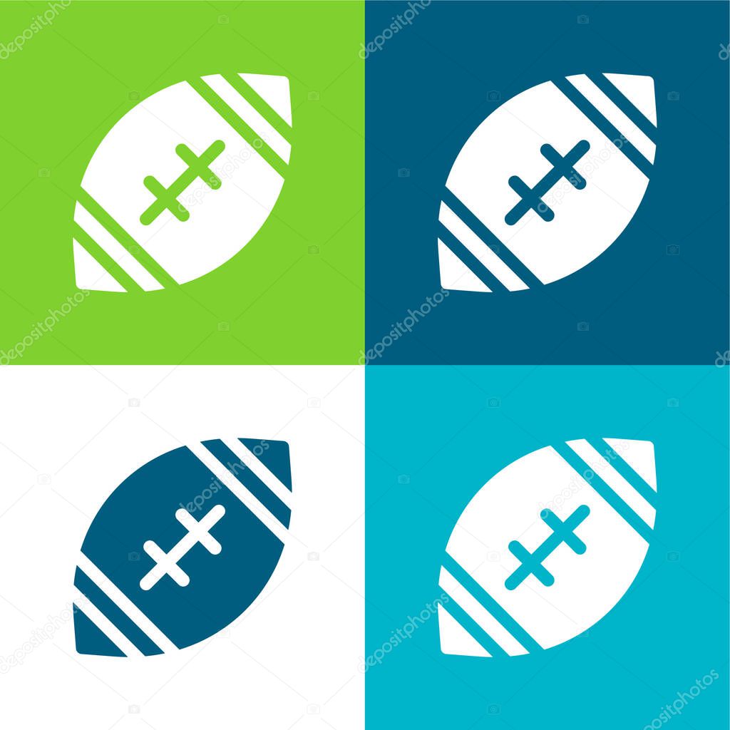 American Football Flat four color minimal icon set