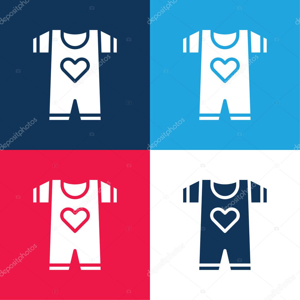 Baby Clothes blue and red four color minimal icon set