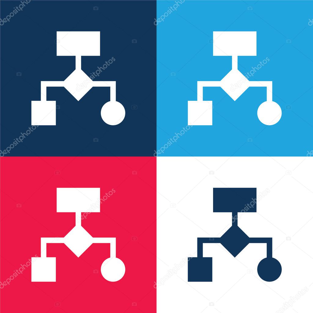 Algorithm blue and red four color minimal icon set