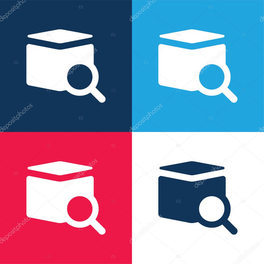 Box blue and red four color minimal icon set