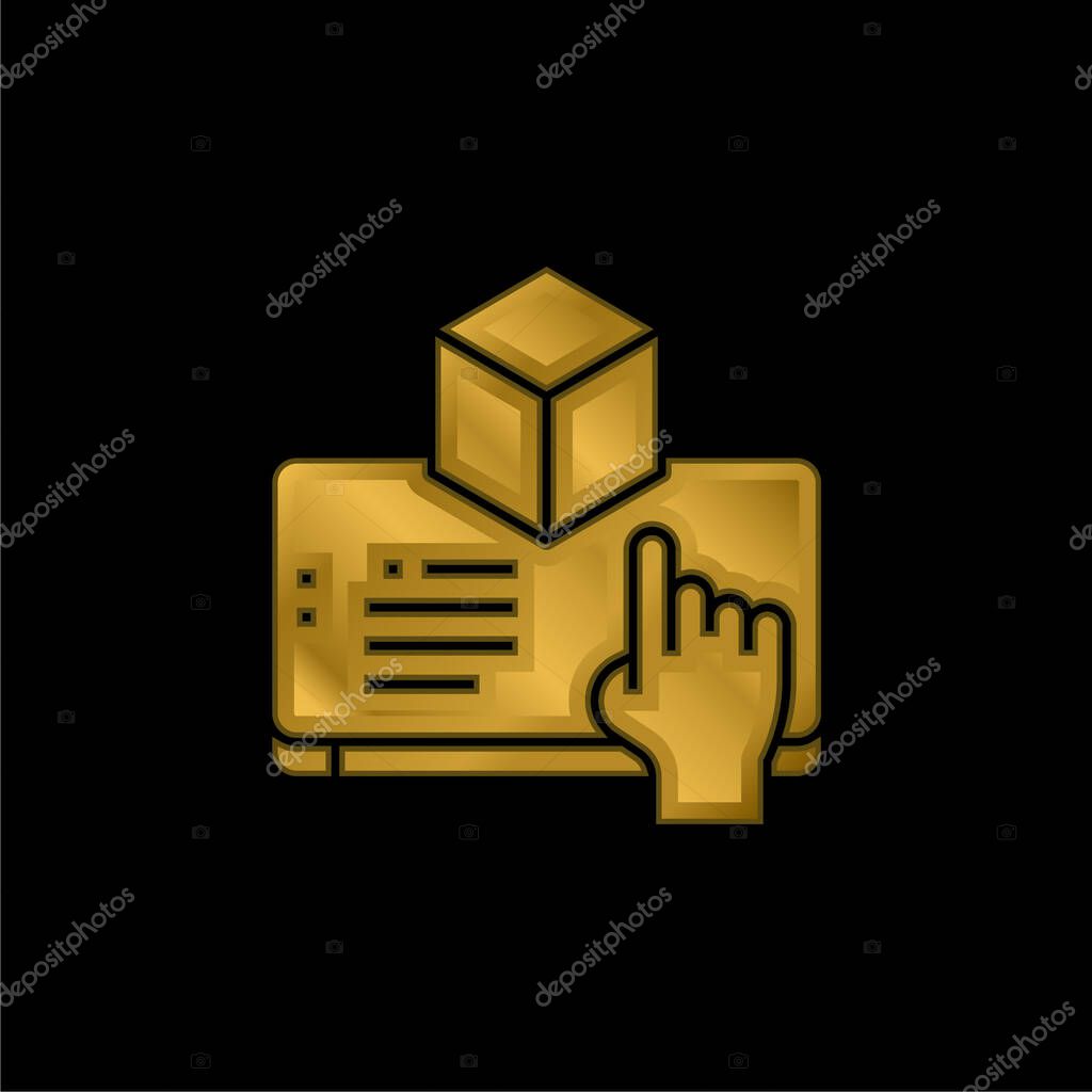 Augmented Reality gold plated metalic icon or logo vector