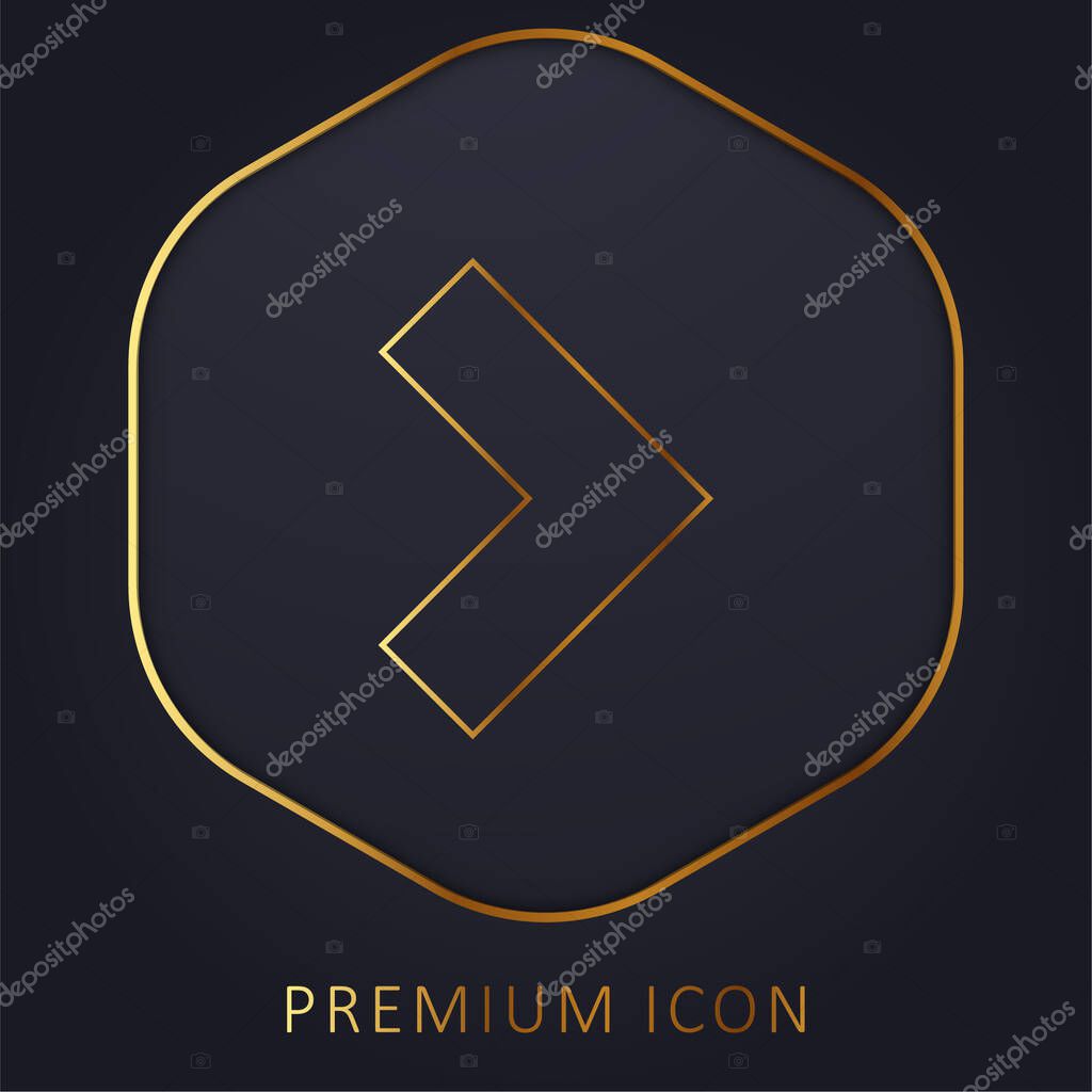 Backward Arrow golden line premium logo or icon