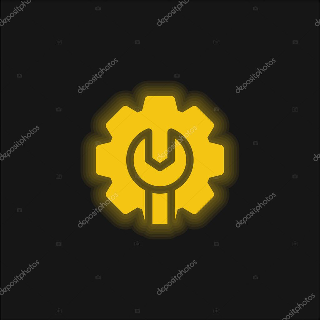 Admin yellow glowing neon icon