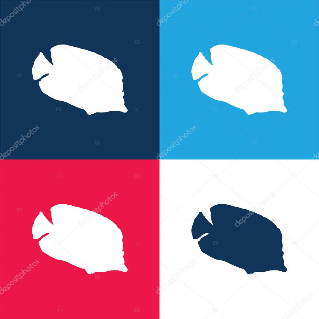 Bannerfish Silhouette blue and red four color minimal icon set