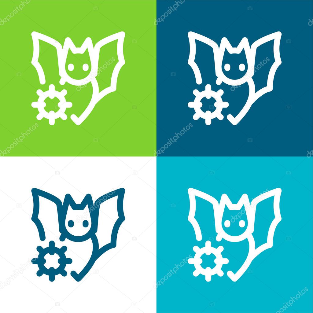 Bat Flat four color minimal icon set