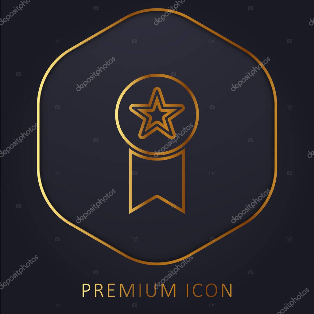 Badge golden line premium logo or icon