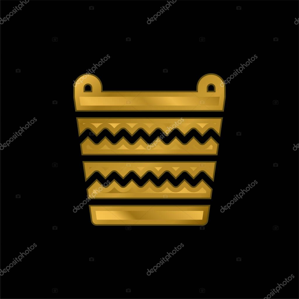 Basket gold plated metalic icon or logo vector