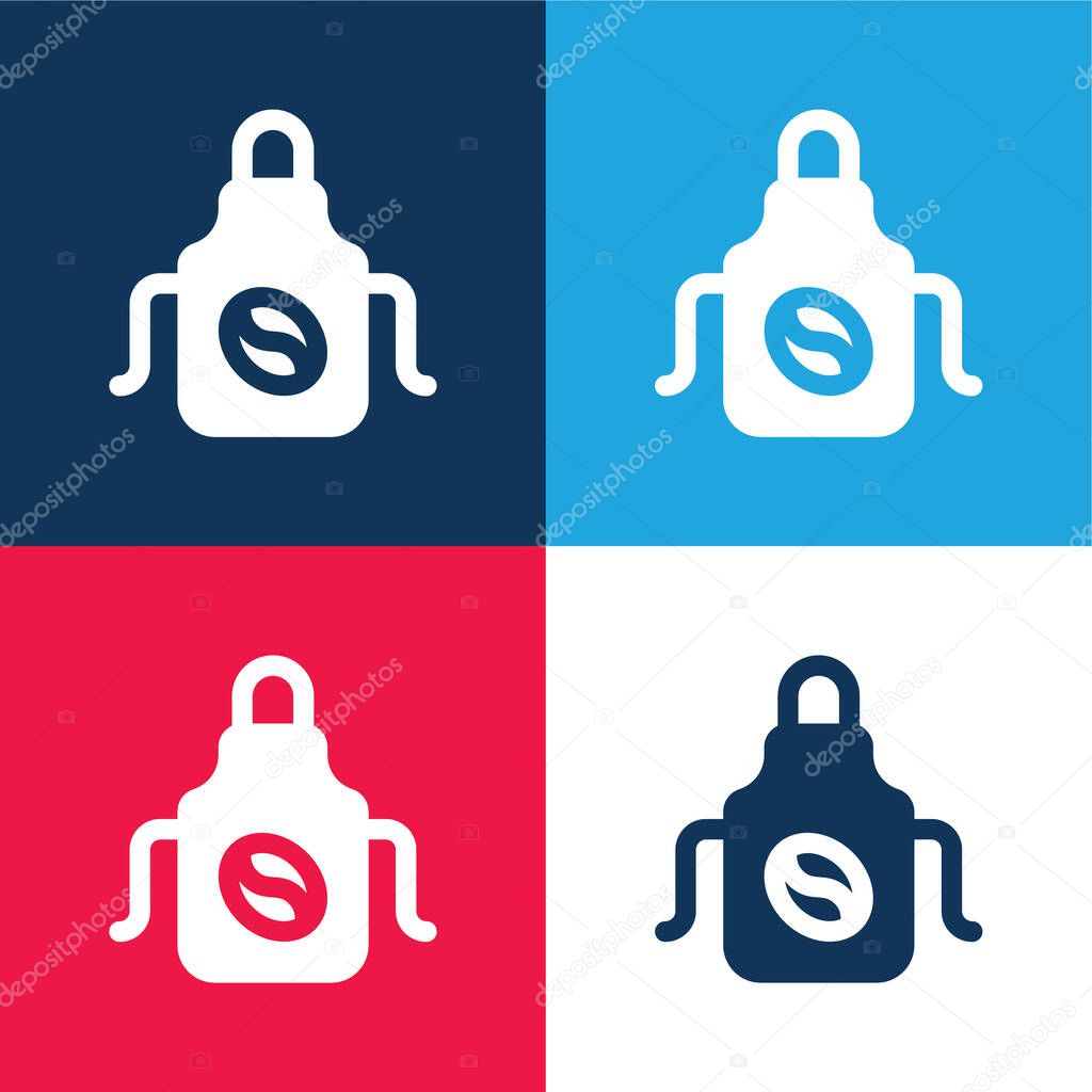 Apron blue and red four color minimal icon set