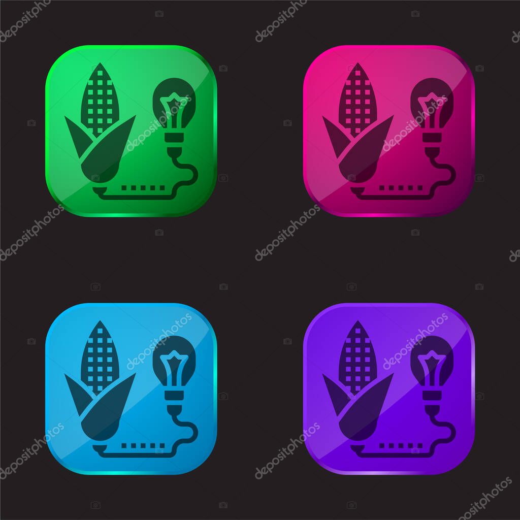 Biomass four color glass button icon