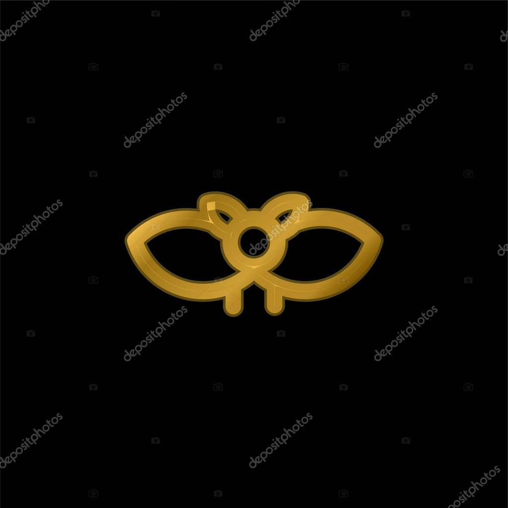 Bat gold plated metalic icon or logo vector