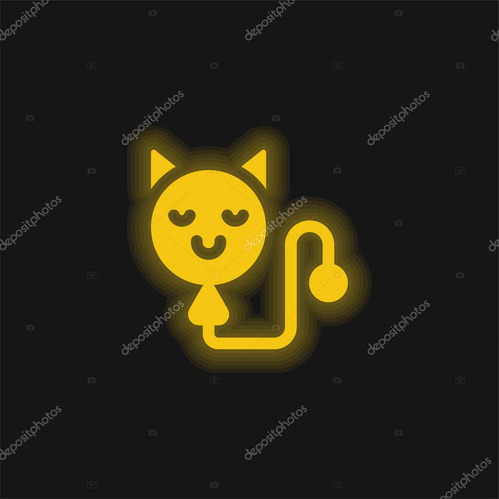 Balloon yellow glowing neon icon