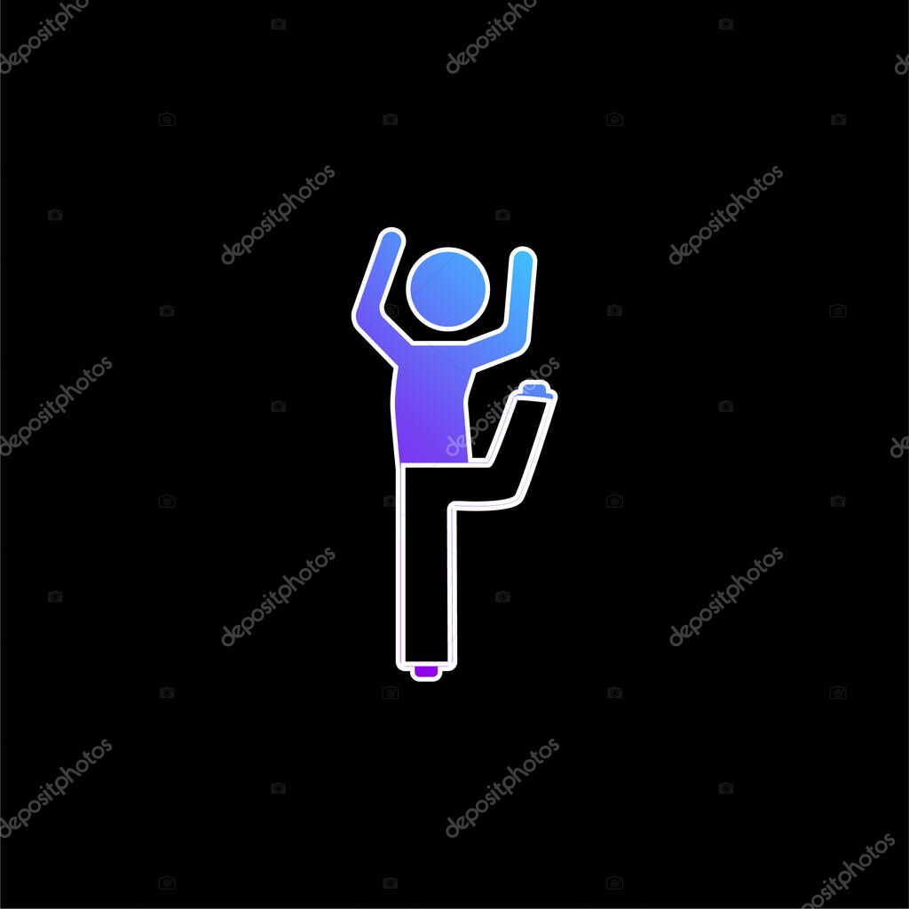 Boy With Bended Leg And Arms Up blue gradient vector icon