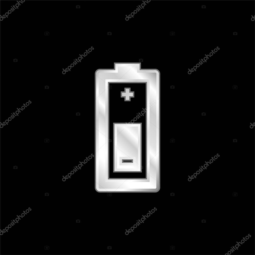 Battery silver plated metallic icon