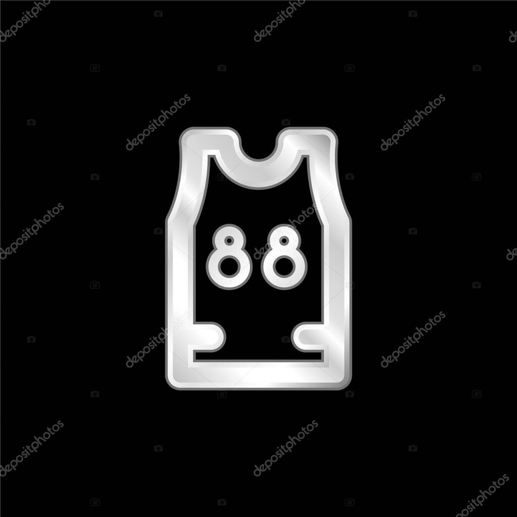 Basketball Jersey silver plated metallic icon