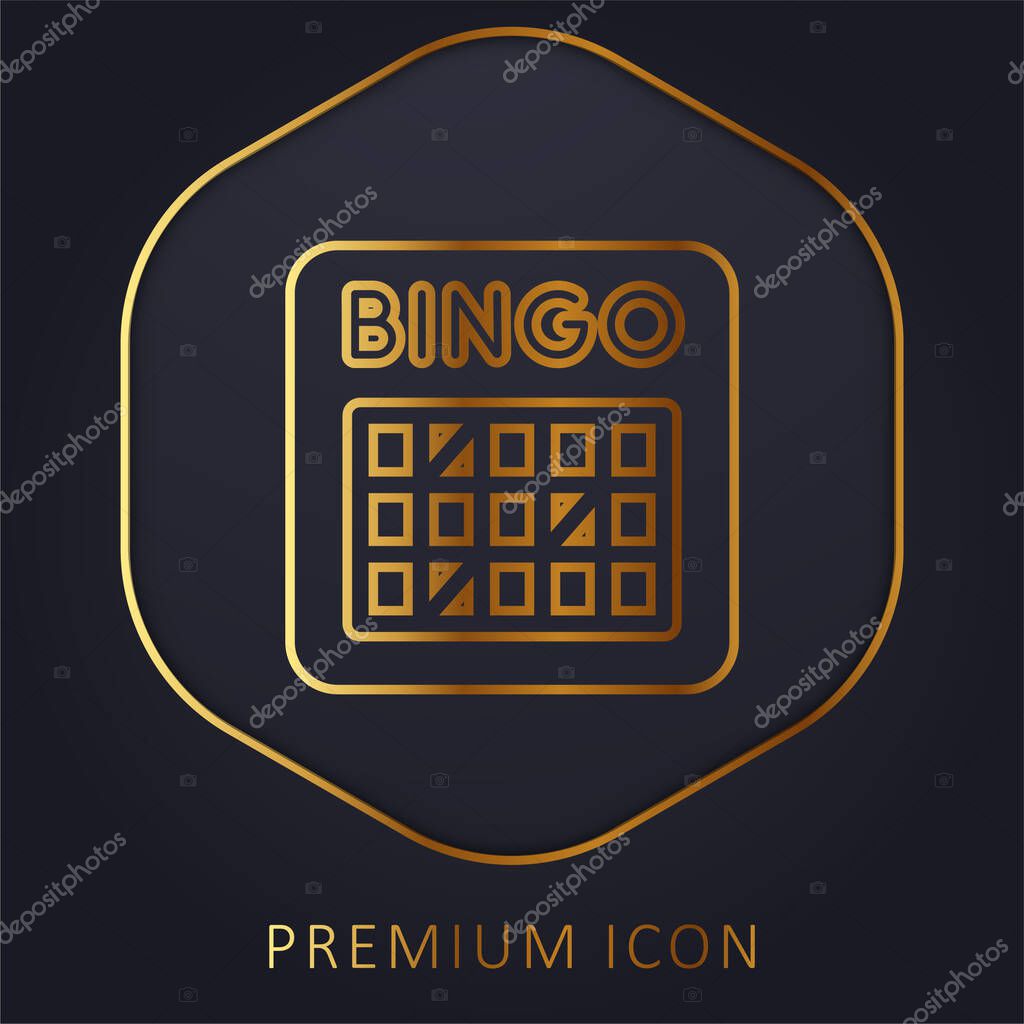 Bingo golden line premium logo or icon