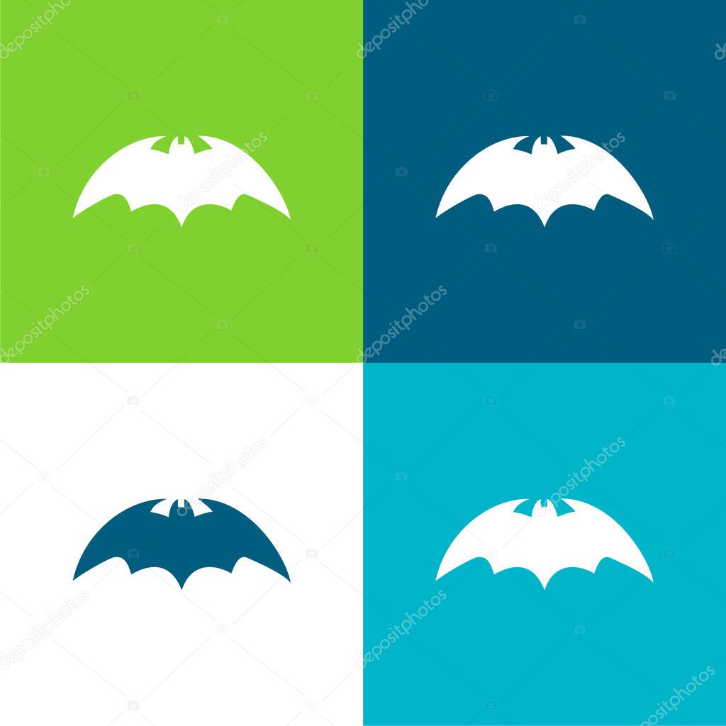 Bat With Rounded Sharp Wings Variant Flat four color minimal icon set