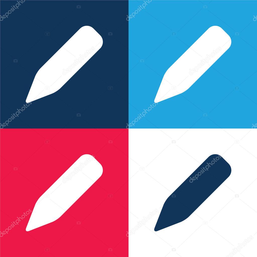 Black Crayon blue and red four color minimal icon set