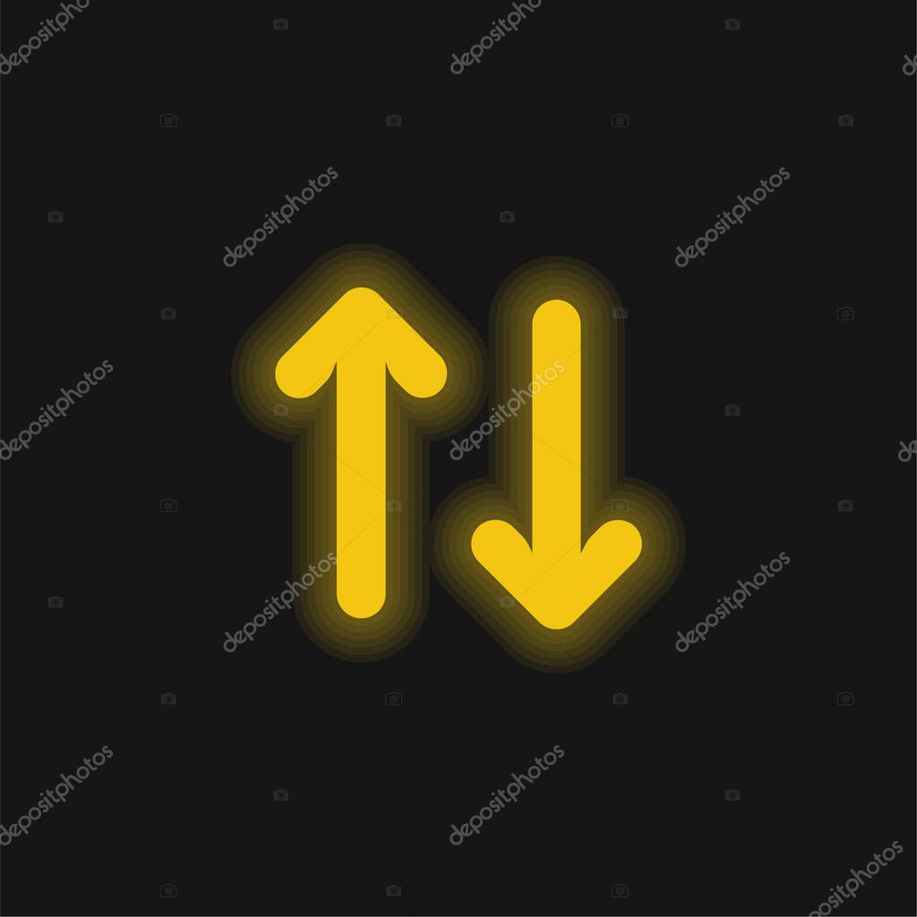 Arrows yellow glowing neon icon