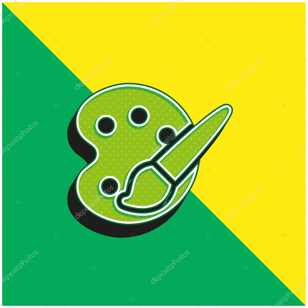 Art Palette Green and yellow modern 3d vector icon logo