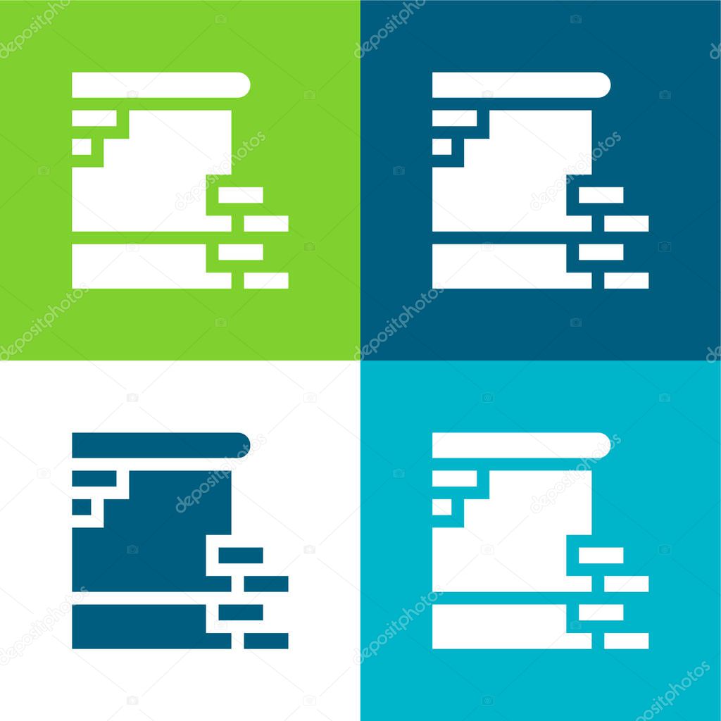 Berlin Wall Flat four color minimal icon set