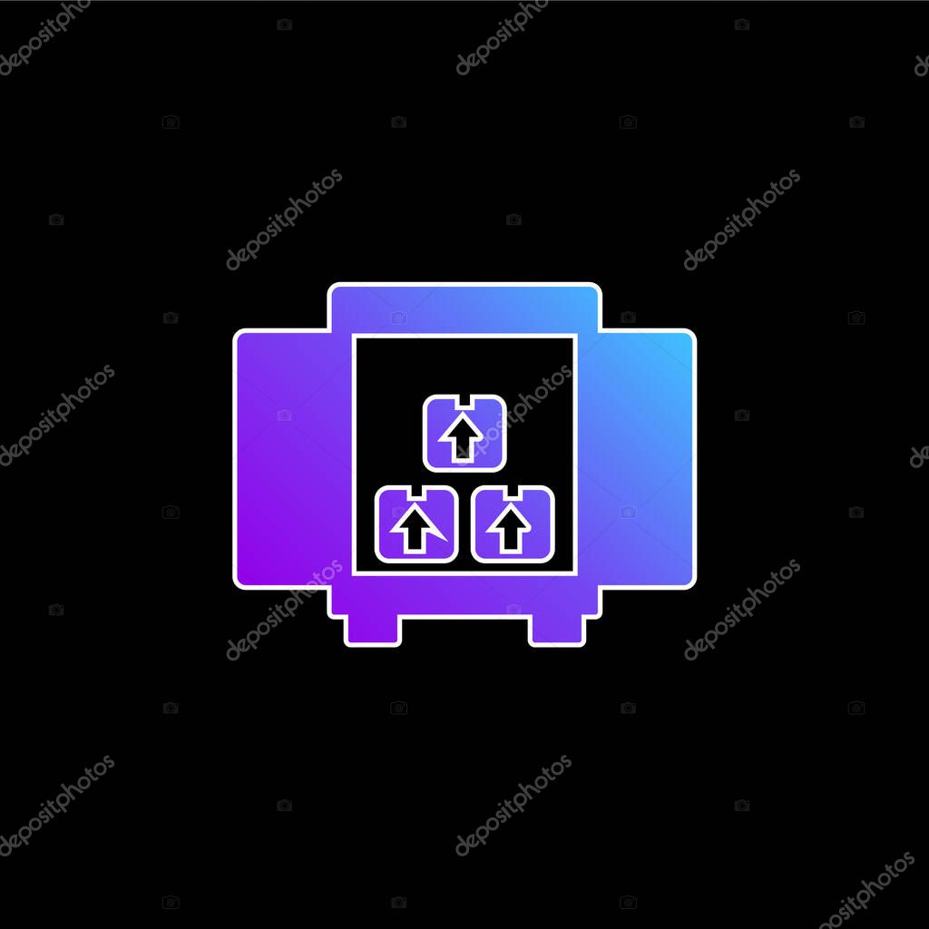 Boxes Storage For Delivery Inside A Truck Box From Back View blue gradient vector icon