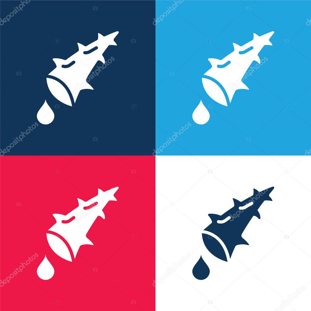 Aloe blue and red four color minimal icon set