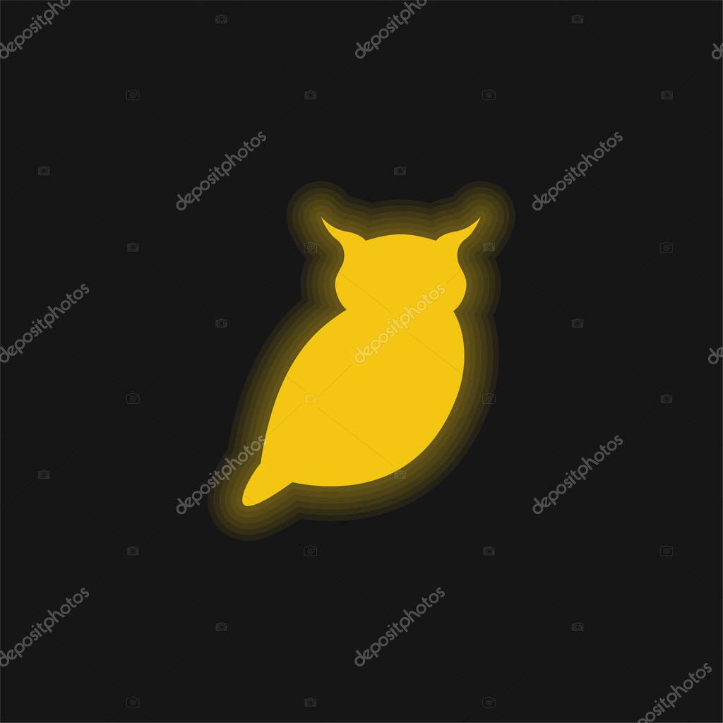 Big Owl yellow glowing neon icon