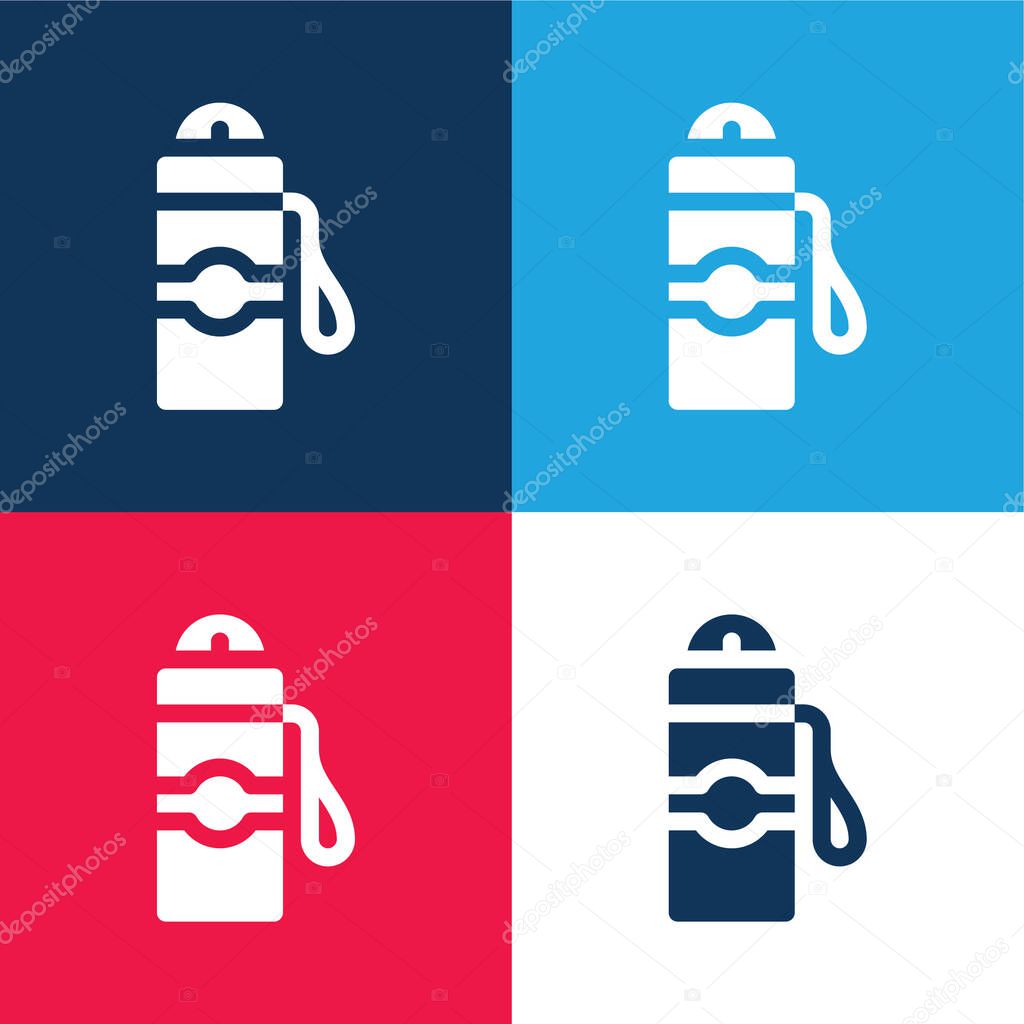 Bottle blue and red four color minimal icon set