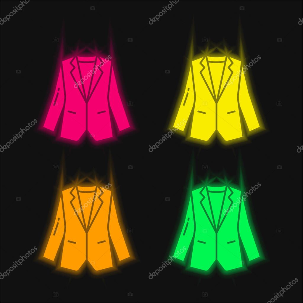 Blazer four color glowing neon vector icon