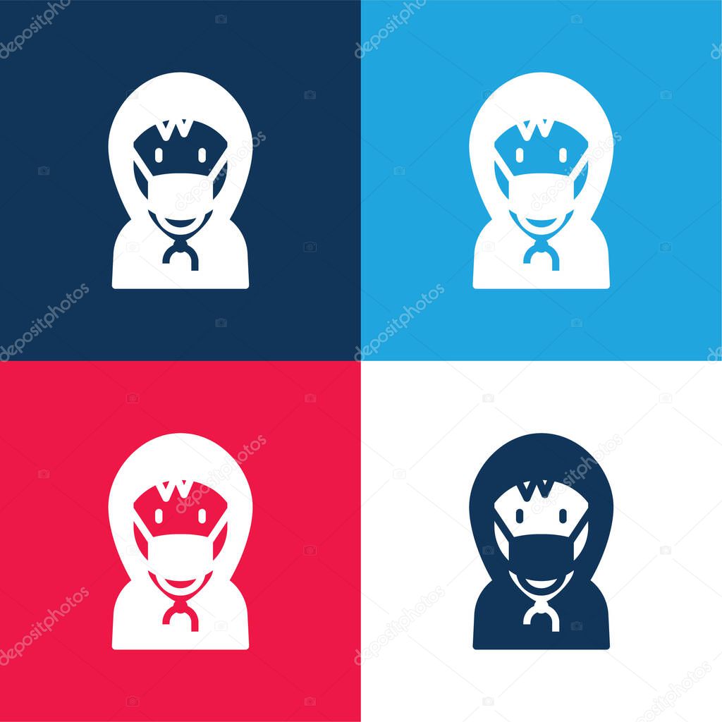 Boy blue and red four color minimal icon set