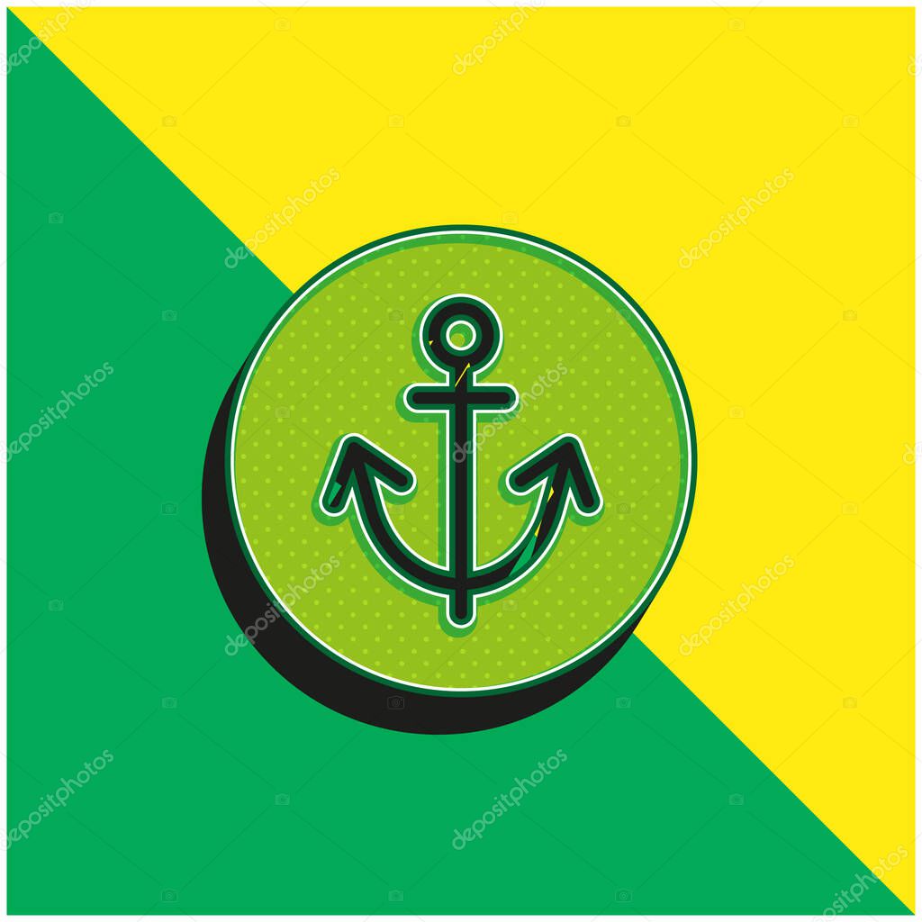 Anchor Green and yellow modern 3d vector icon logo