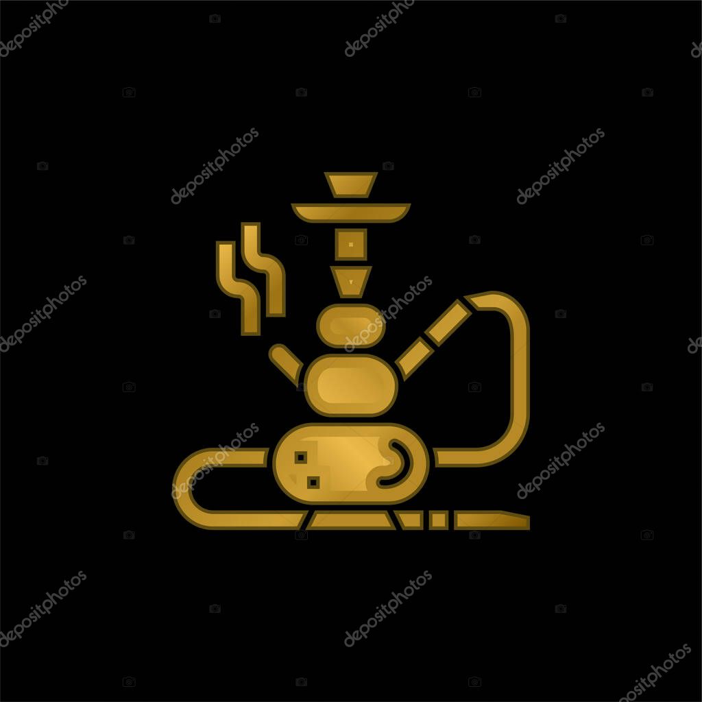 Bong gold plated metalic icon or logo vector