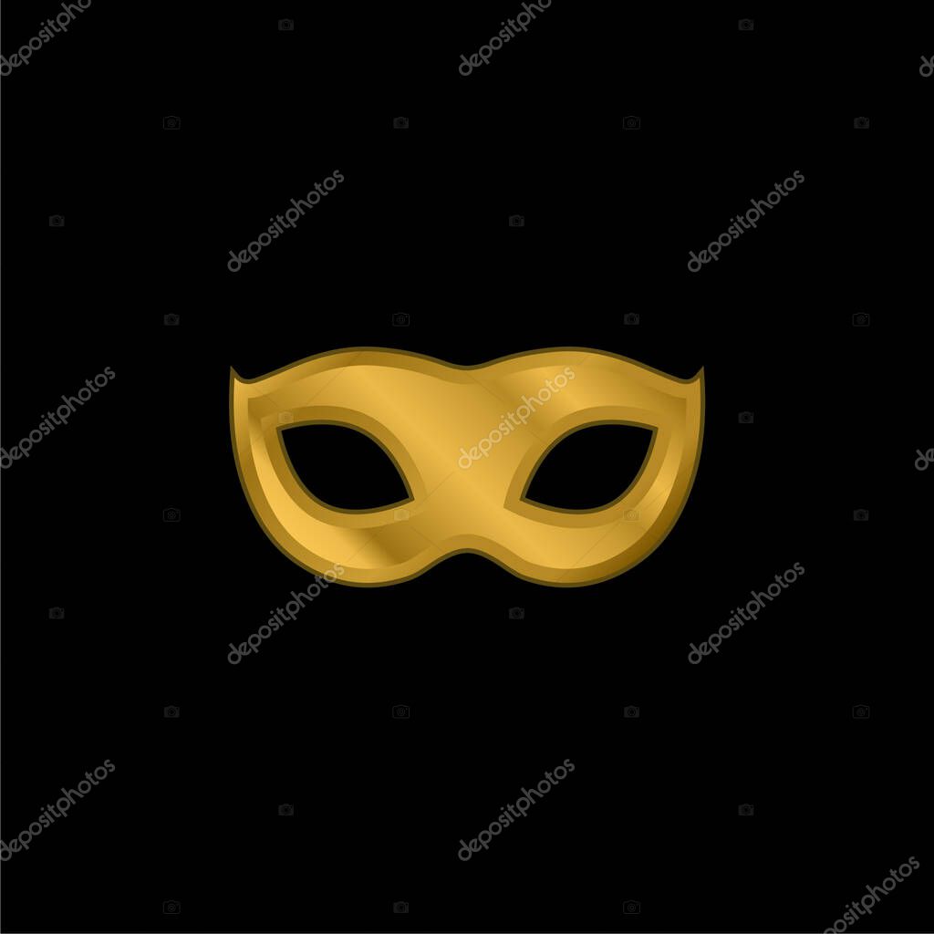 Black Carnival Mask Shape gold plated metalic icon or logo vector