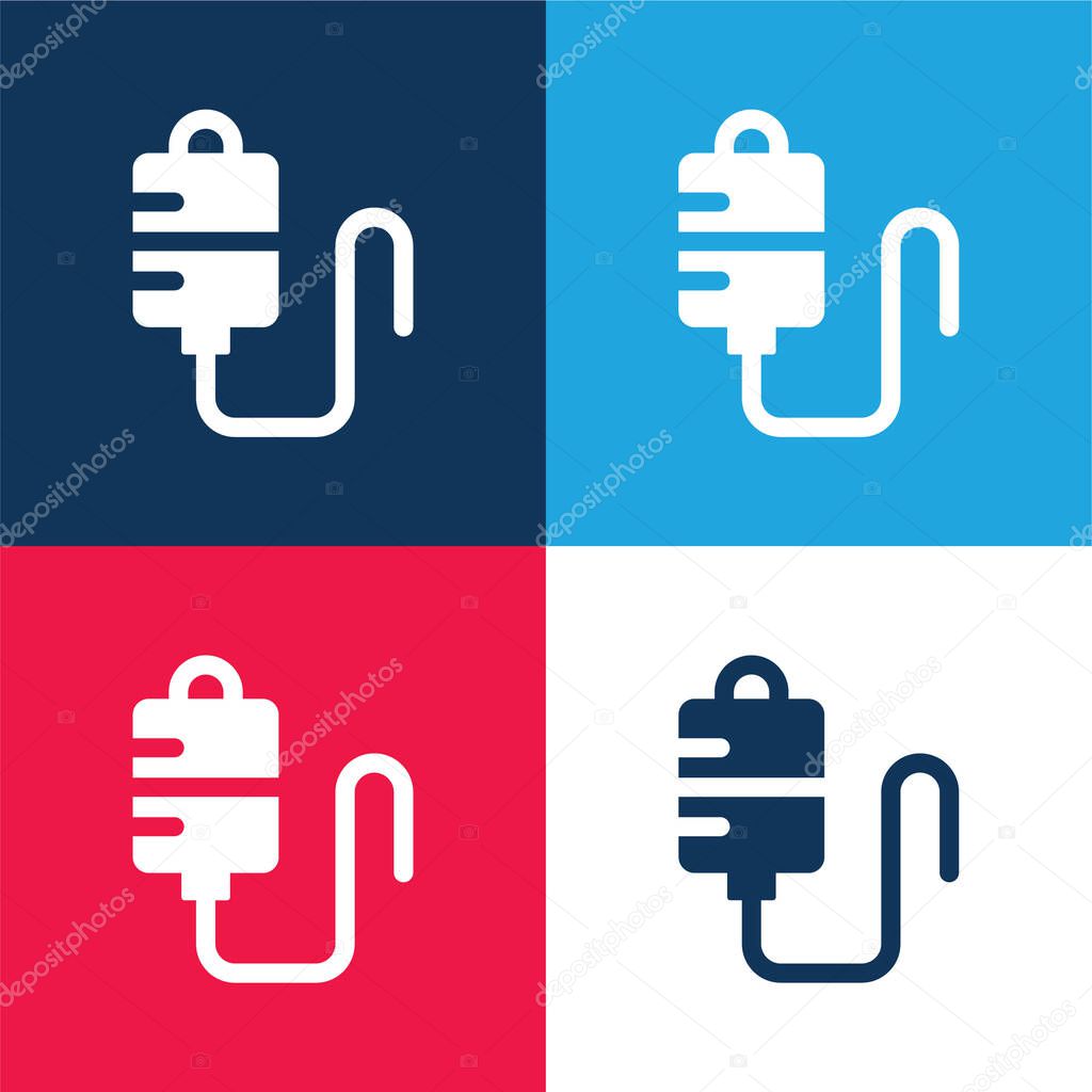 Blood Bag blue and red four color minimal icon set