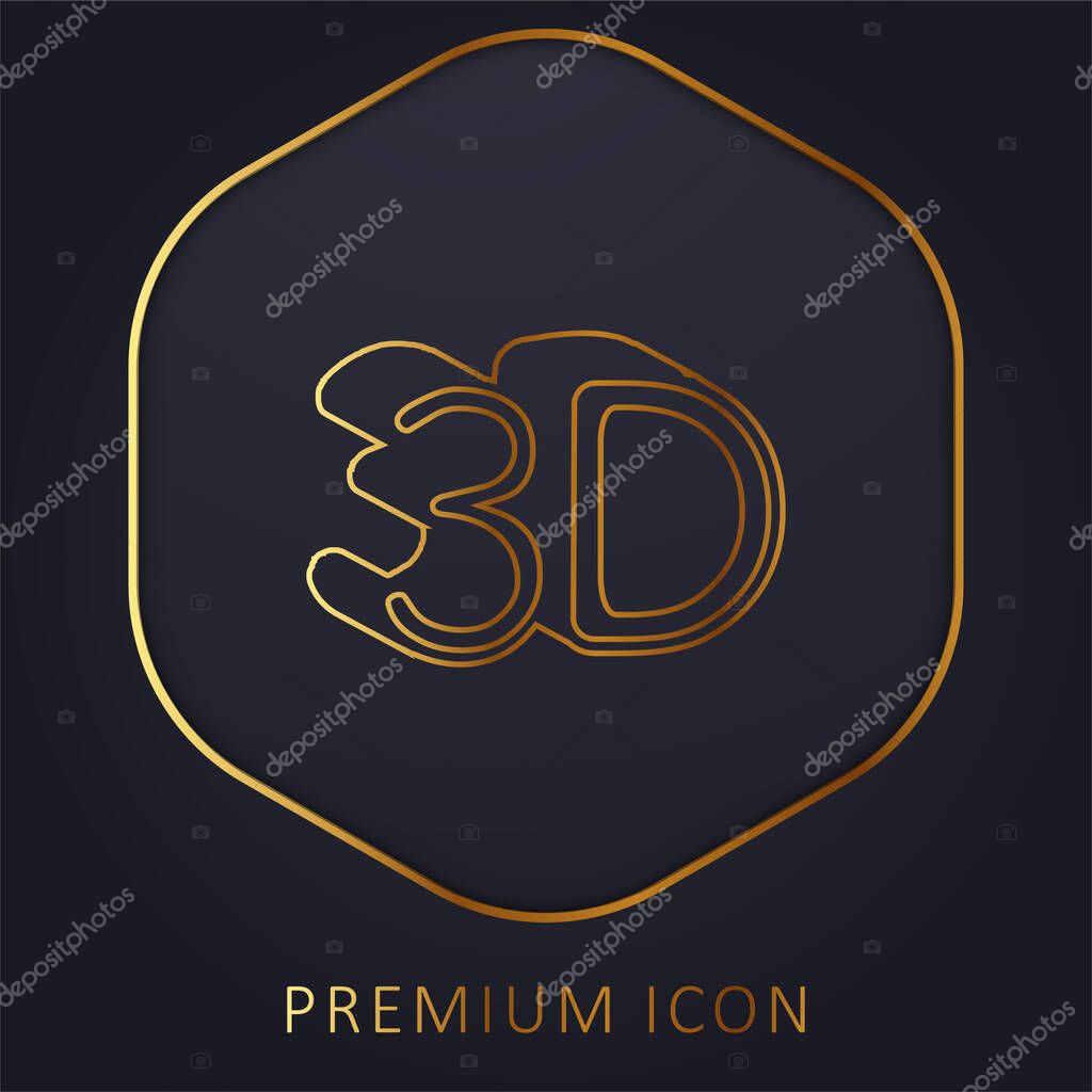 3D Symbol golden line premium logo or icon