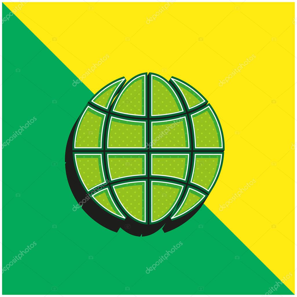 Black Earth Circle With Thin Grid Green and yellow modern 3d vector icon logo