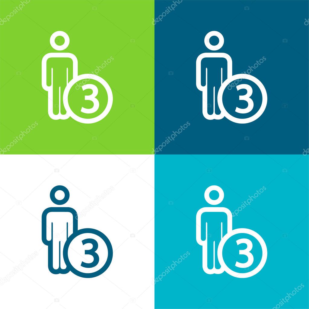 3 Persons Or Person Number Three Symbol Flat four color minimal icon set
