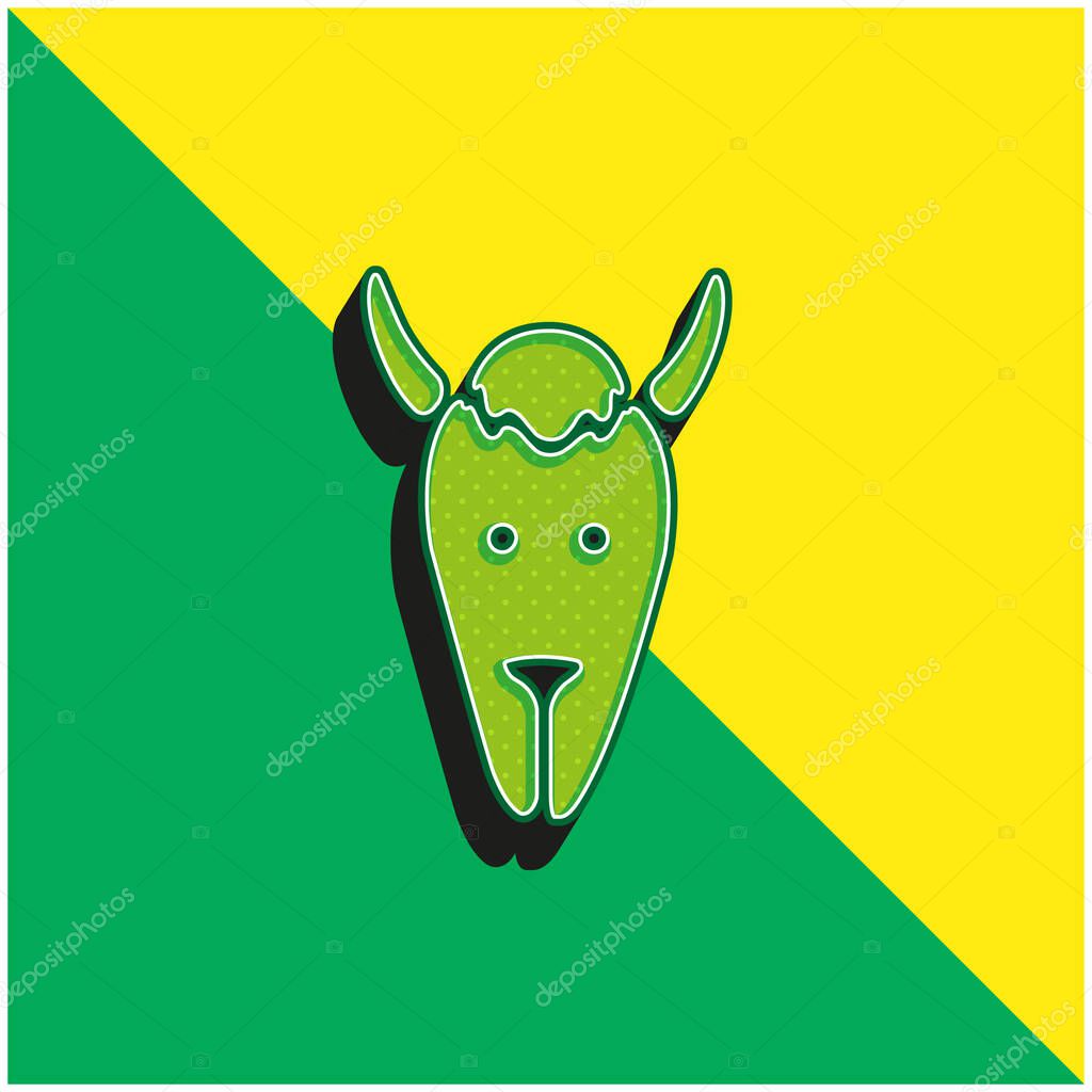 Bison Head Green and yellow modern 3d vector icon logo