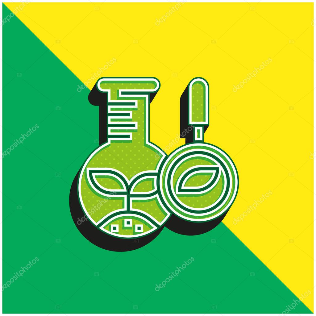 Biology Green and yellow modern 3d vector icon logo